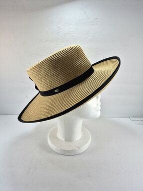 NWOT SCALA Wide Brim Toyo Straw Sun Hat - Facesaver Style Travel, Packable Beach